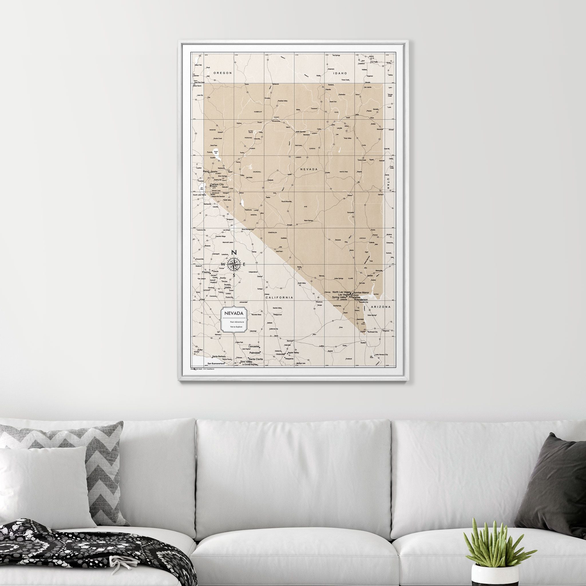 Push Pin Nevada Map (Pin Board) - Light Brown Color Splash CM Pin Board