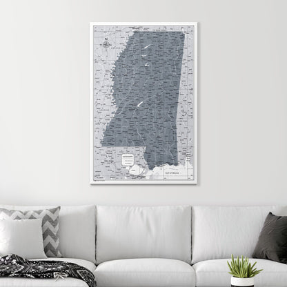 Push Pin Mississippi Map (Pin Board) - Dark Gray Color Splash CM Pin Board