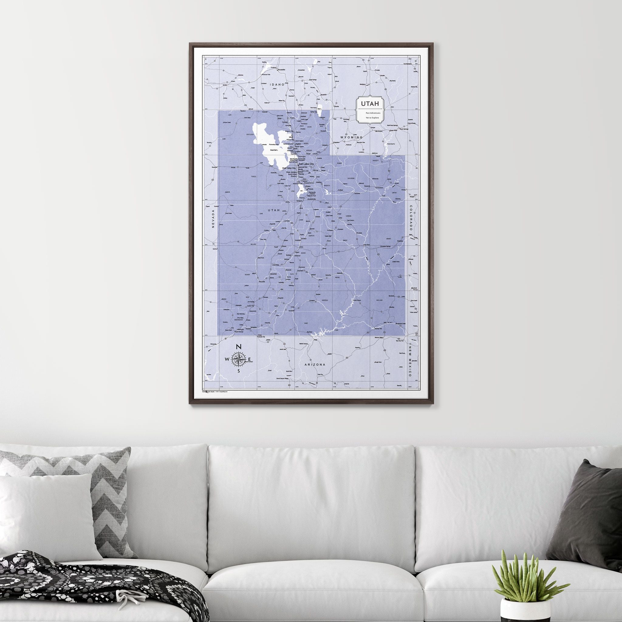 Push Pin Utah Map (Pin Board) - Purple Color Splash CM Pin Board