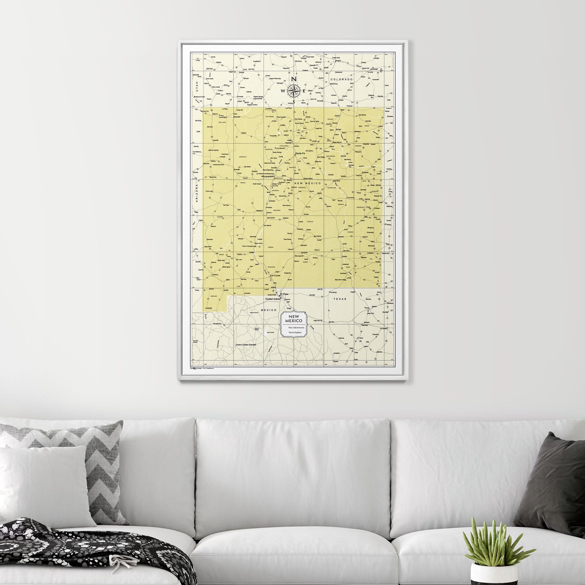 Push Pin New Mexico Map (Pin Board) - Yellow Color Splash CM Pin Board