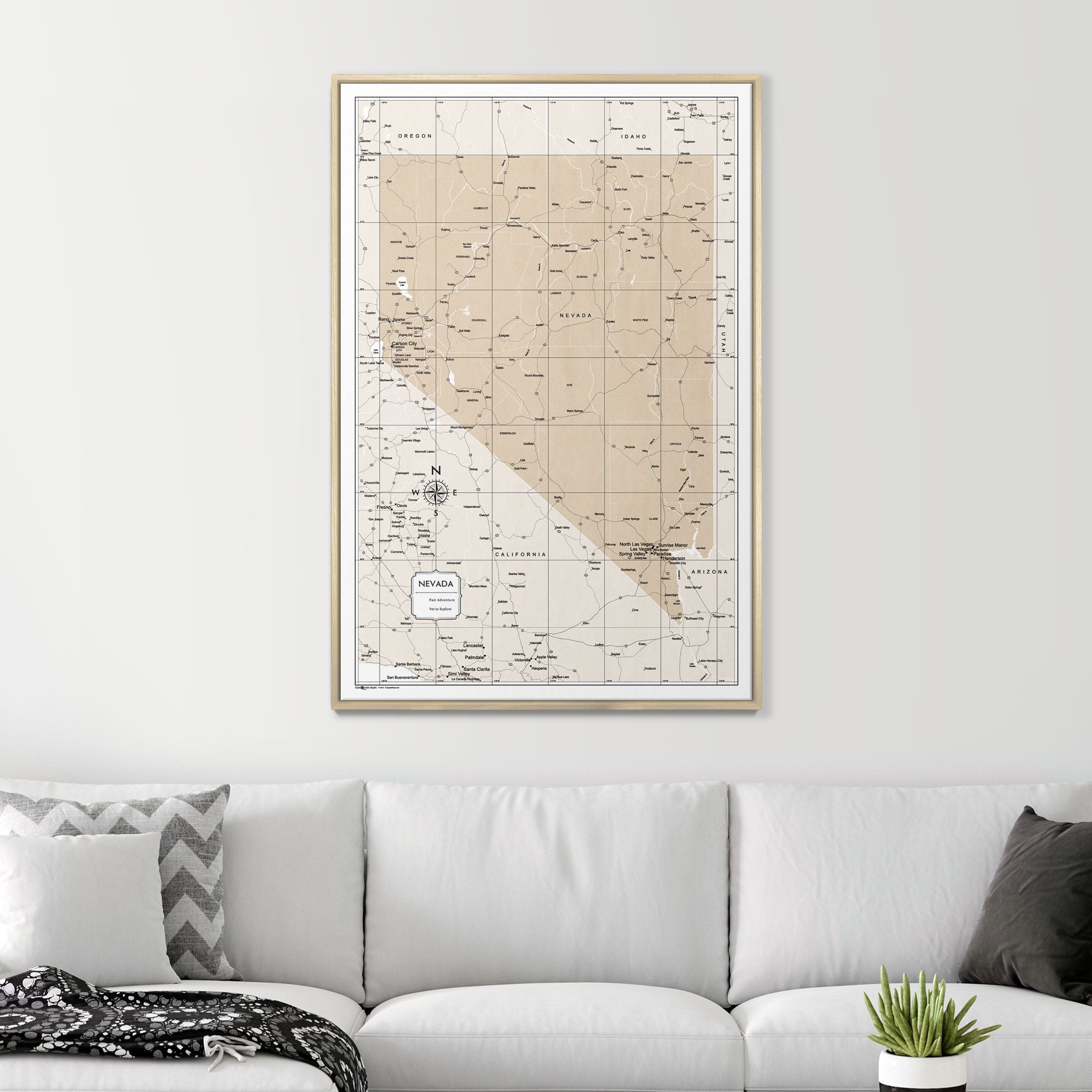 Push Pin Nevada Map (Pin Board) - Light Brown Color Splash CM Pin Board