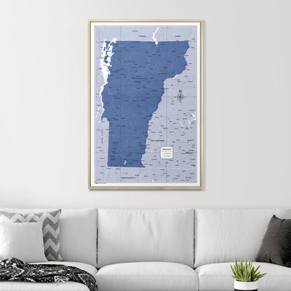 Push Pin Vermont Map (Pin Board) - Navy Color Splash CM Pin Board