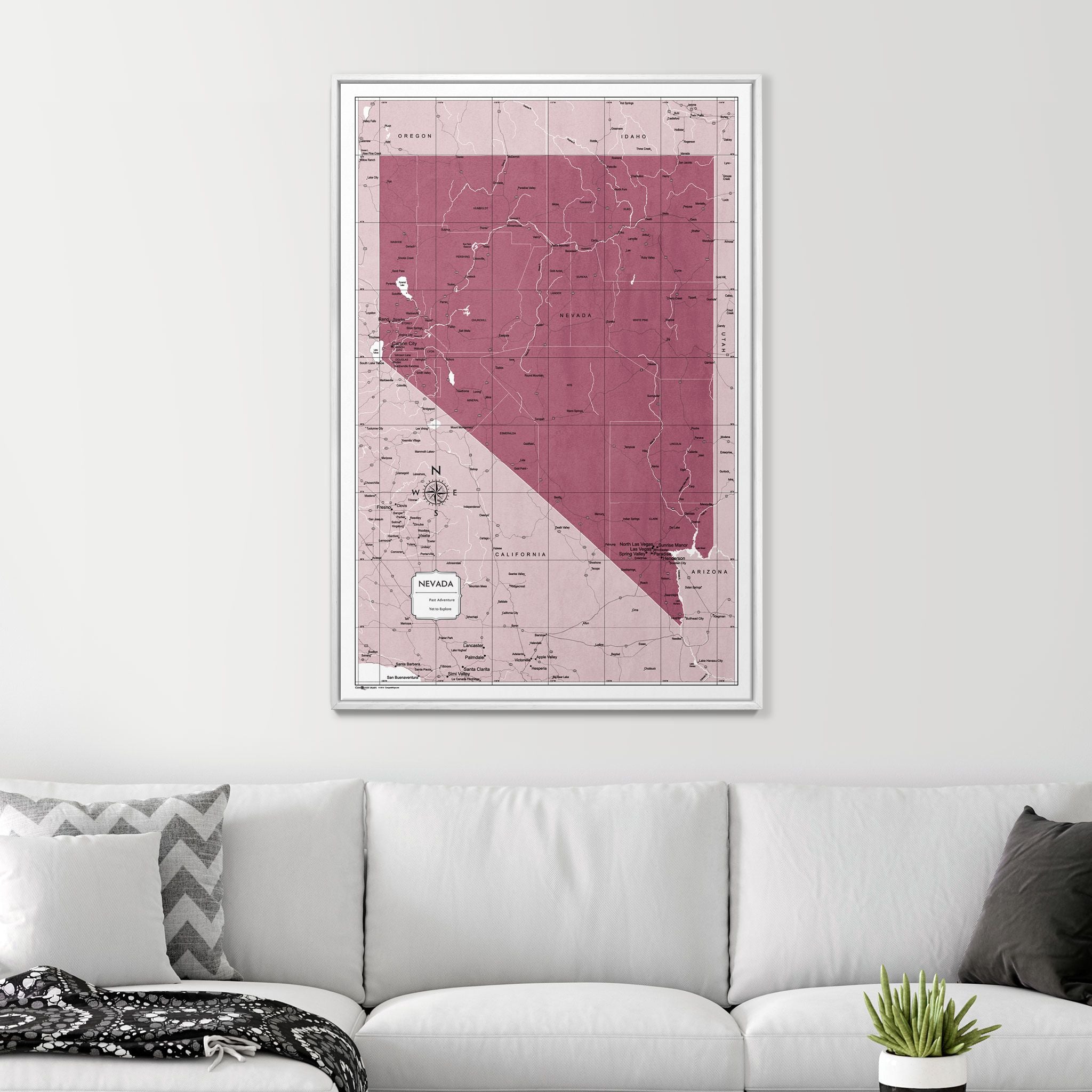 Push Pin Nevada Map (Pin Board) - Burgundy Color Splash CM Pin Board