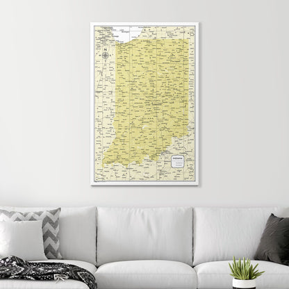 Push Pin Indiana Map (Pin Board) - Yellow Color Splash CM Pin Board