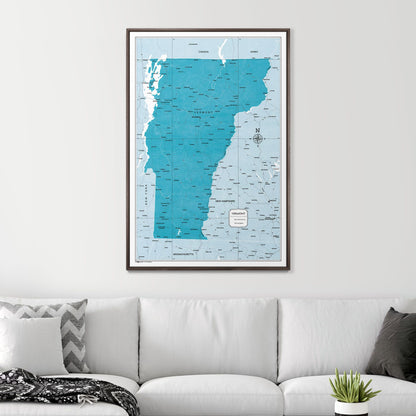 Push Pin Vermont Map (Pin Board) - Teal Color Splash CM Pin Board