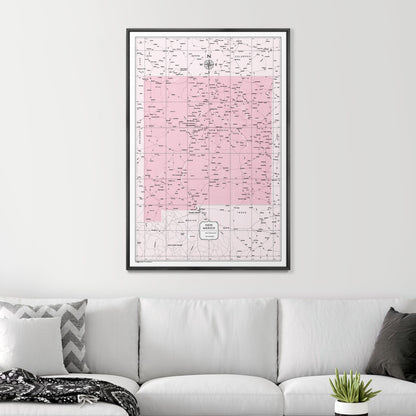 Push Pin New Mexico Map (Pin Board) - Pink Color Splash CM Pin Board