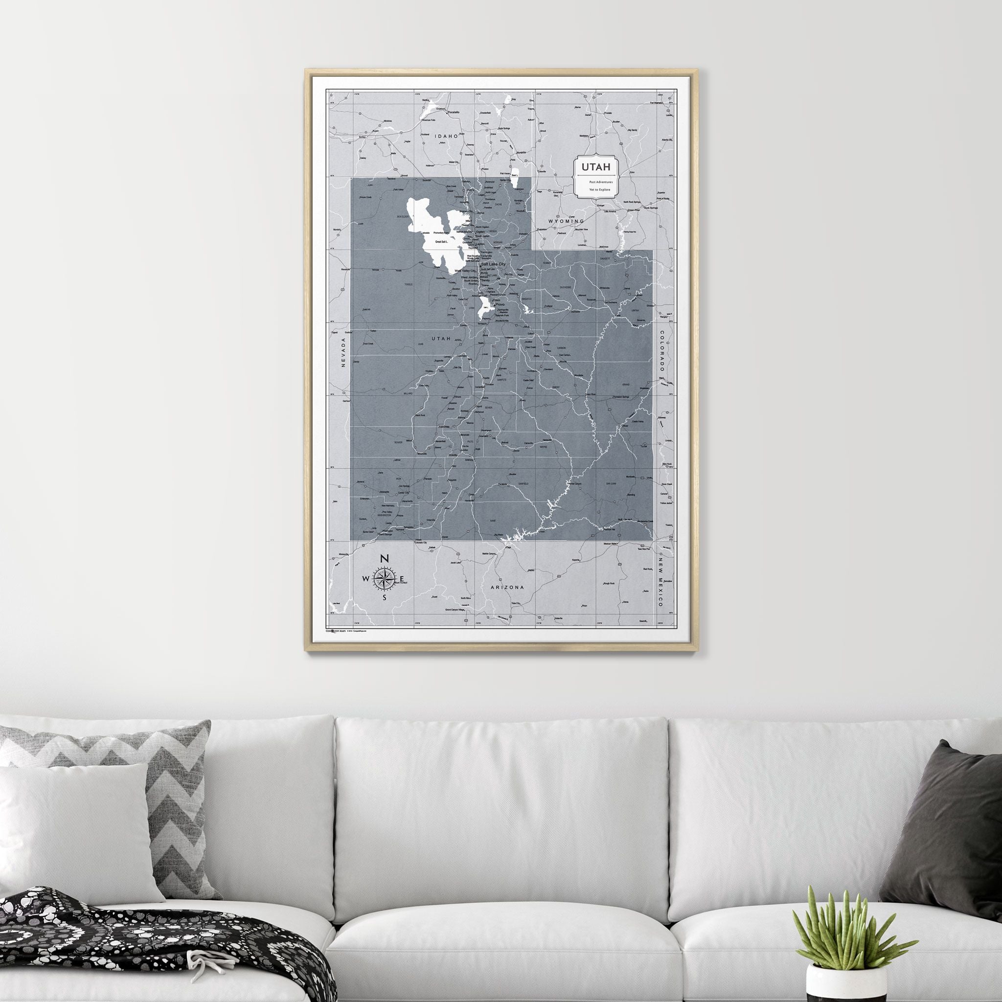 Push Pin Utah Map (Pin Board) - Dark Gray Color Splash CM Pin Board