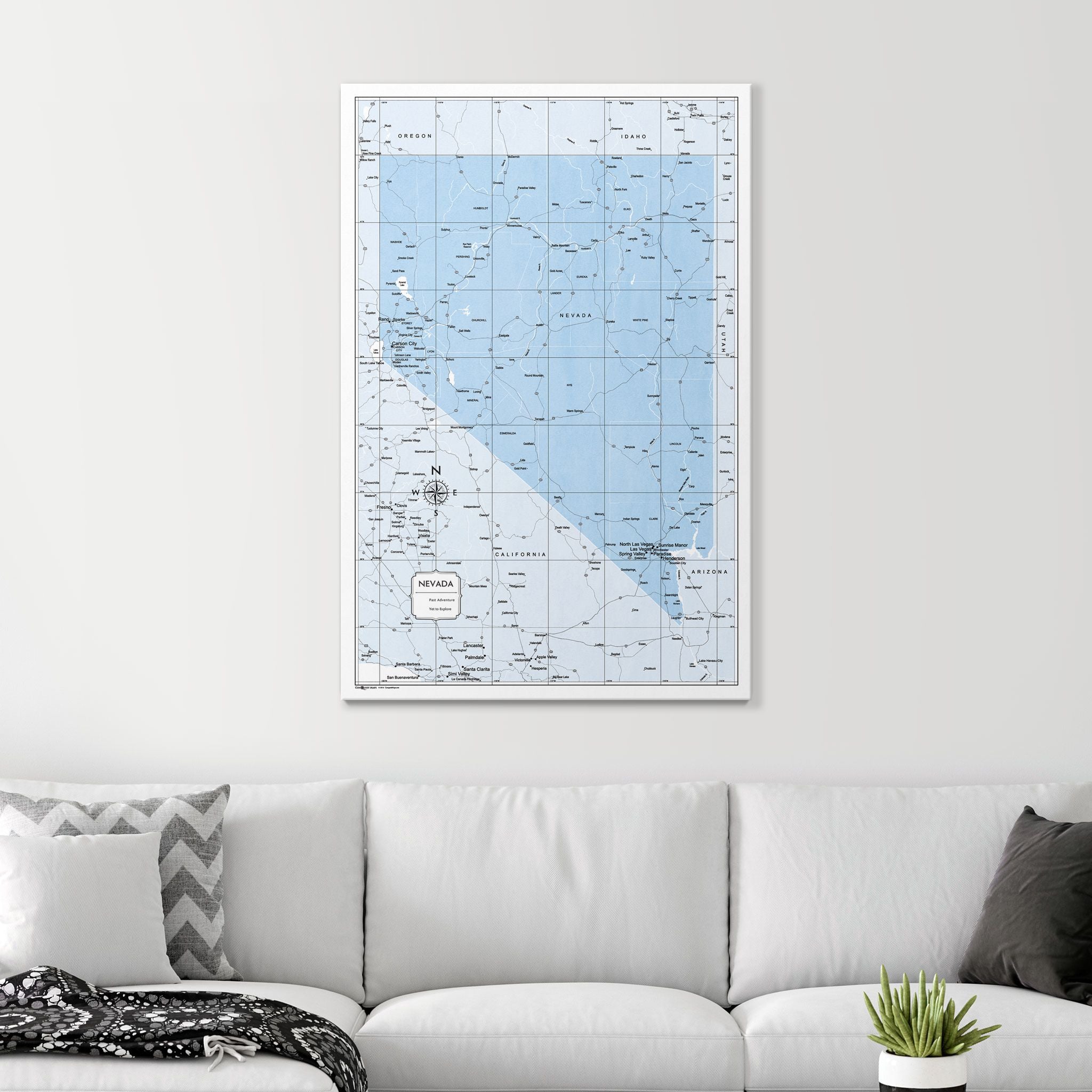 Push Pin Nevada Map (Pin Board) - Light Blue Color Splash CM Pin Board