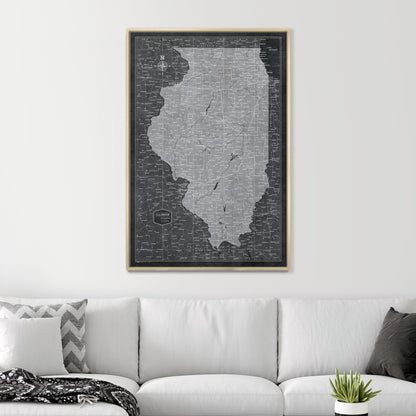 Push Pin Illinois Map (Pin Board) - Modern Slate CM Pin Board