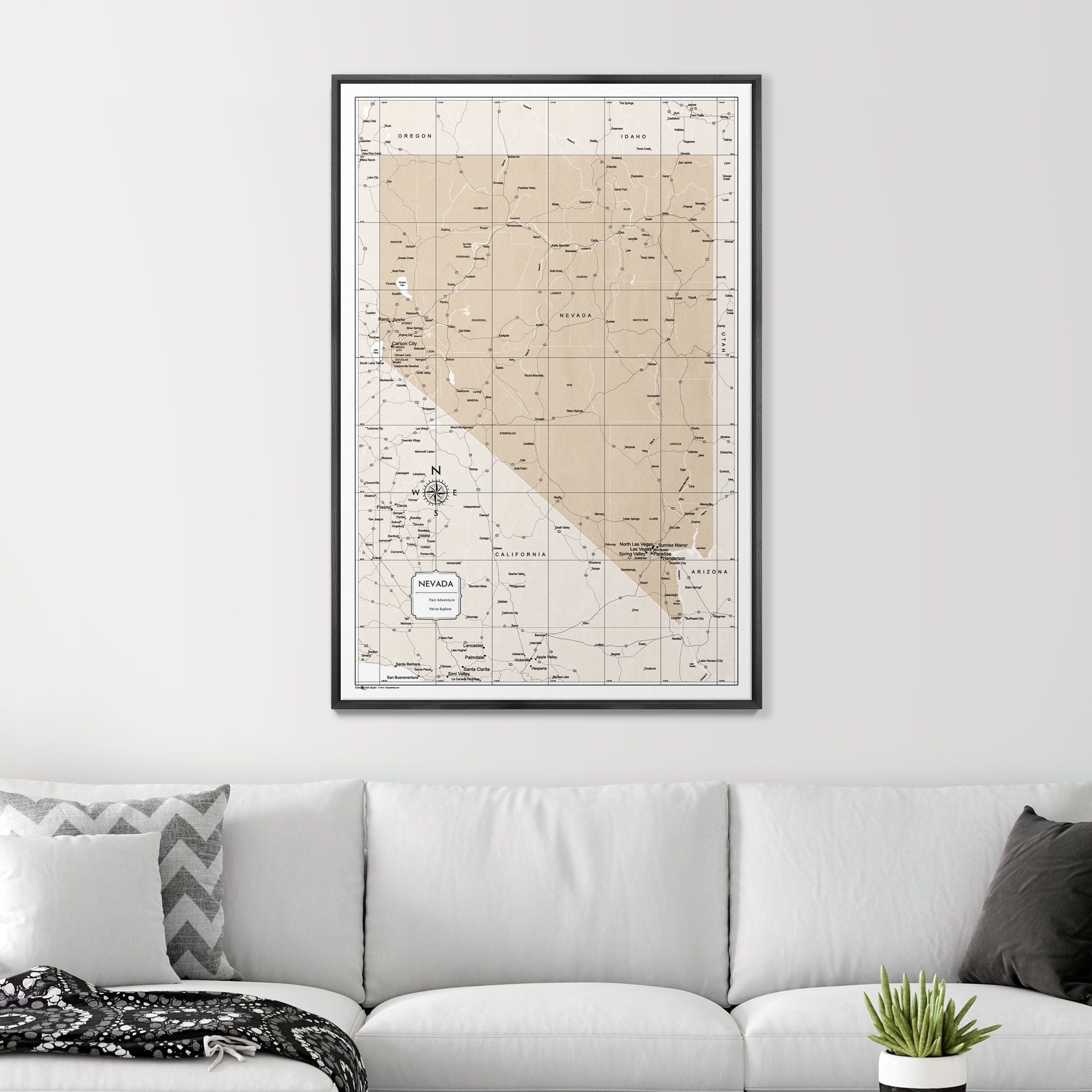 Push Pin Nevada Map (Pin Board) - Light Brown Color Splash CM Pin Board