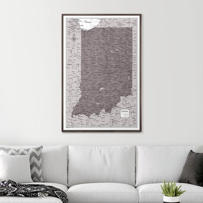 Push Pin Indiana Map (Pin Board) - Dark Brown Color Splash CM Pin Board