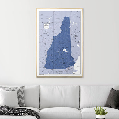 Push Pin New Hampshire Map (Pin Board) - Navy Color Splash CM Pin Board