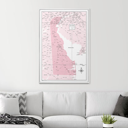 Push Pin Delaware Map (Pin Board) - Pink Color Splash CM Pin Board