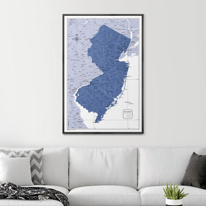 Push Pin New Jersey Map (Pin Board) - Navy Color Splash CM Pin Board