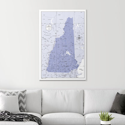 Push Pin New Hampshire Map (Pin Board) - Purple Color Splash CM Pin Board