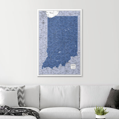 Push Pin Indiana Map (Pin Board) - Navy Color Splash CM Pin Board