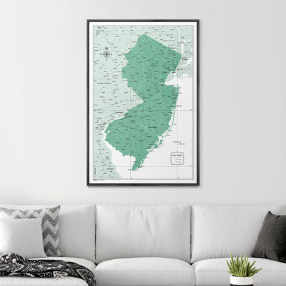 Push Pin New Jersey Map (Pin Board) - Green Color Splash CM Pin Board