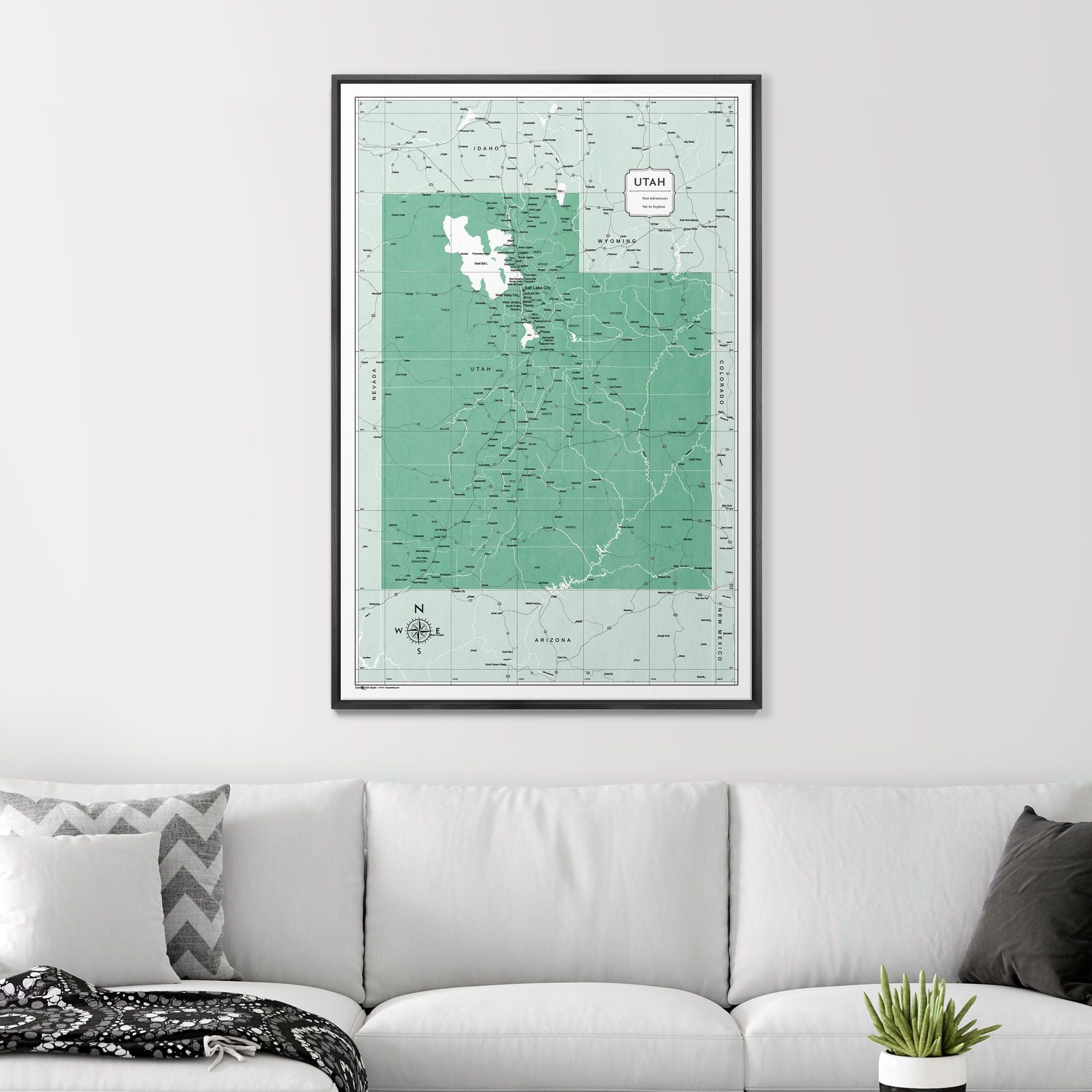 Push Pin Utah Map (Pin Board) - Green Color Splash CM Pin Board