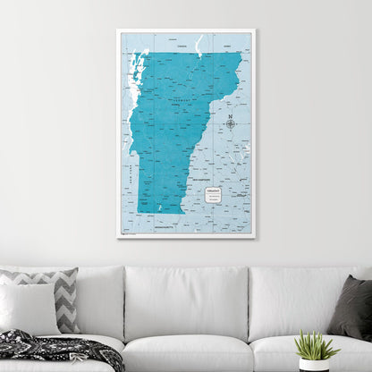 Push Pin Vermont Map (Pin Board) - Teal Color Splash CM Pin Board