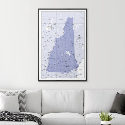 Push Pin New Hampshire Map (Pin Board) - Purple Color Splash CM Pin Board