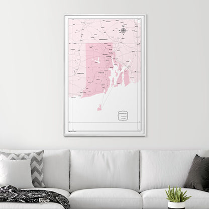 Push Pin Rhode Island Map (Pin Board) - Pink Color Splash CM Pin Board