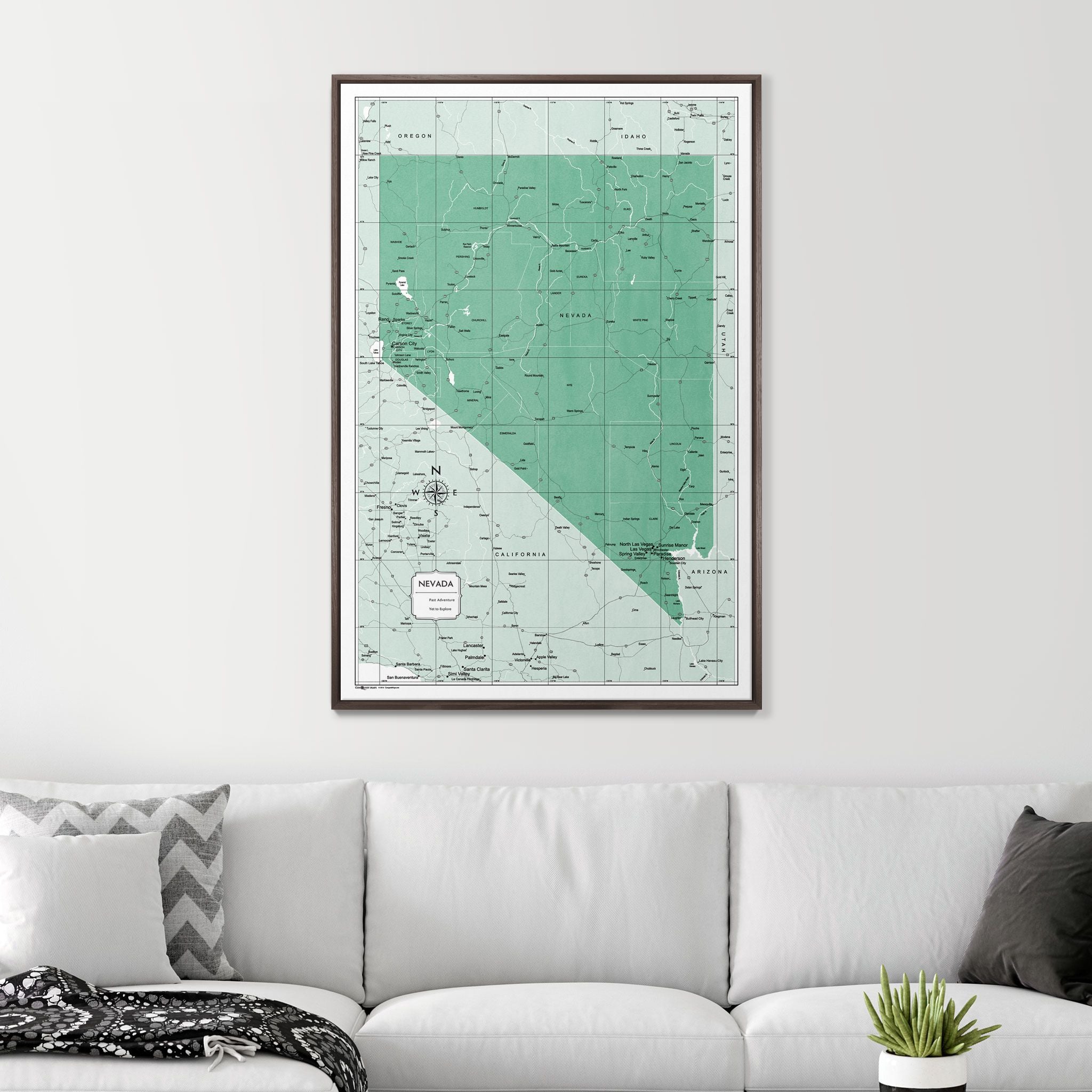 Push Pin Nevada Map (Pin Board) - Green Color Splash CM Pin Board