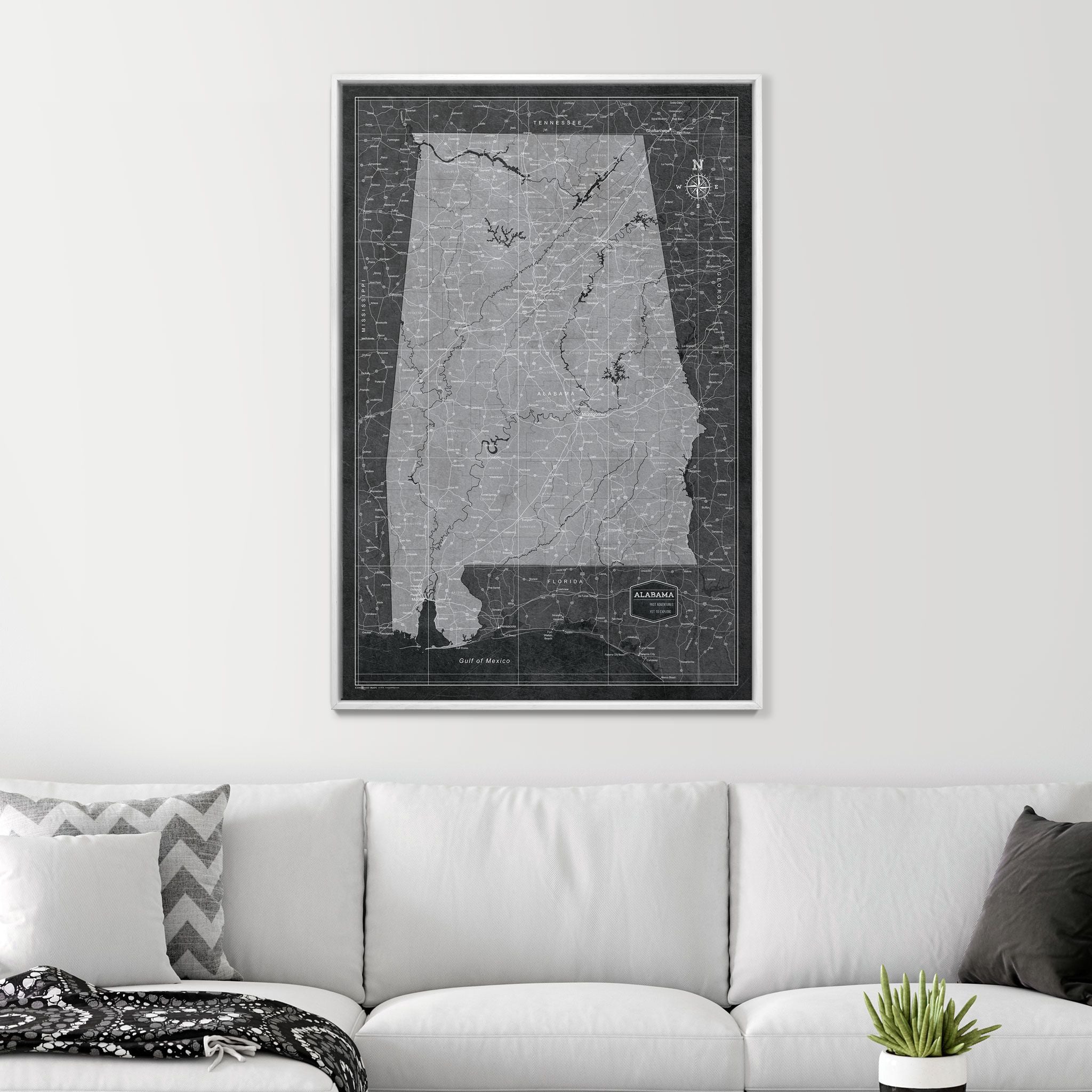 Push Pin Alabama Map (Pin Board) - Modern Slate CM Pin Board