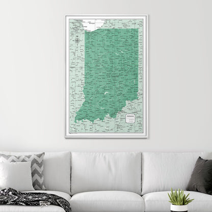 Push Pin Indiana Map (Pin Board) - Green Color Splash CM Pin Board