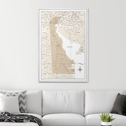 Push Pin Delaware Map (Pin Board) - Light Brown Color Splash CM Pin Board