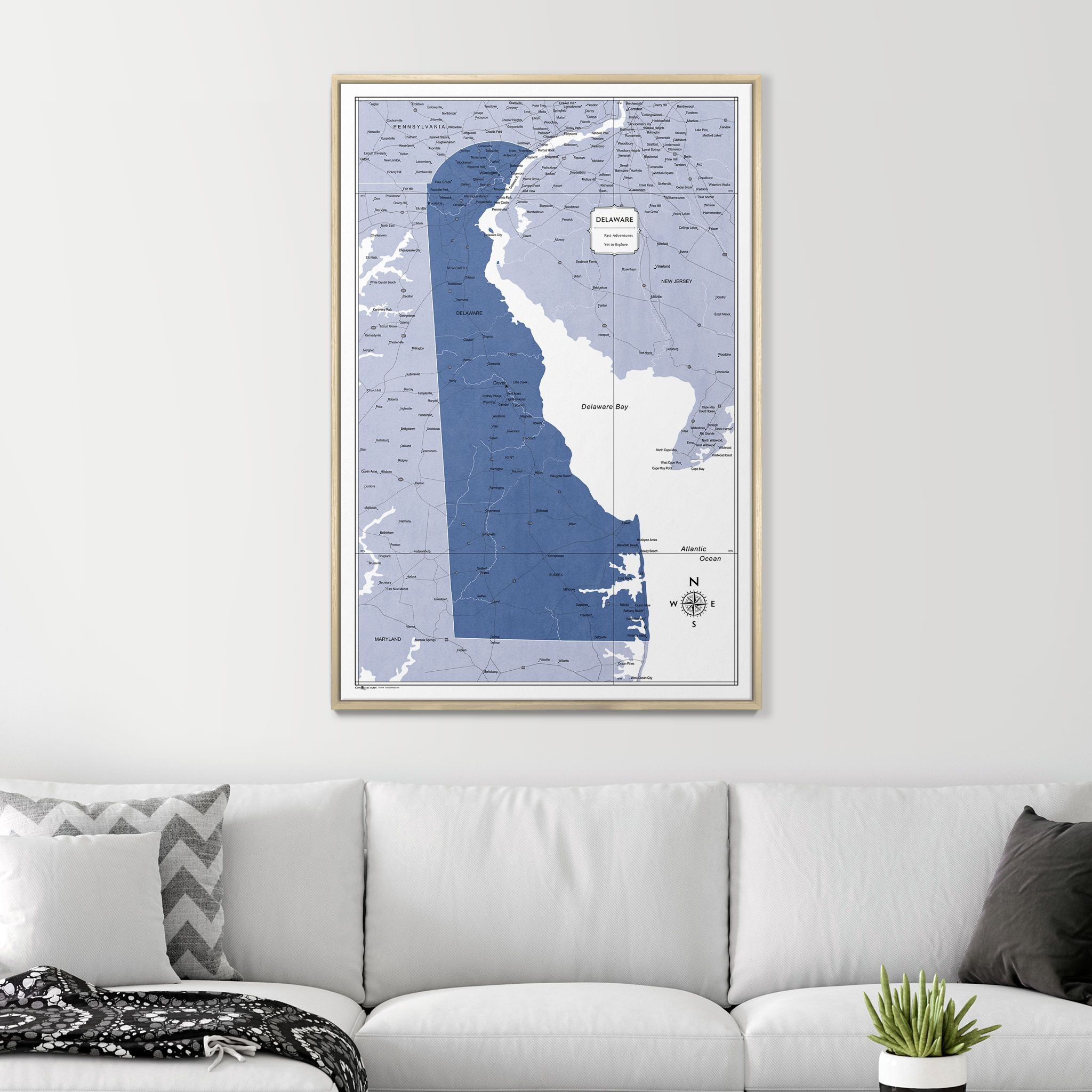 Push Pin Delaware Map (Pin Board) - Navy Color Splash CM Pin Board