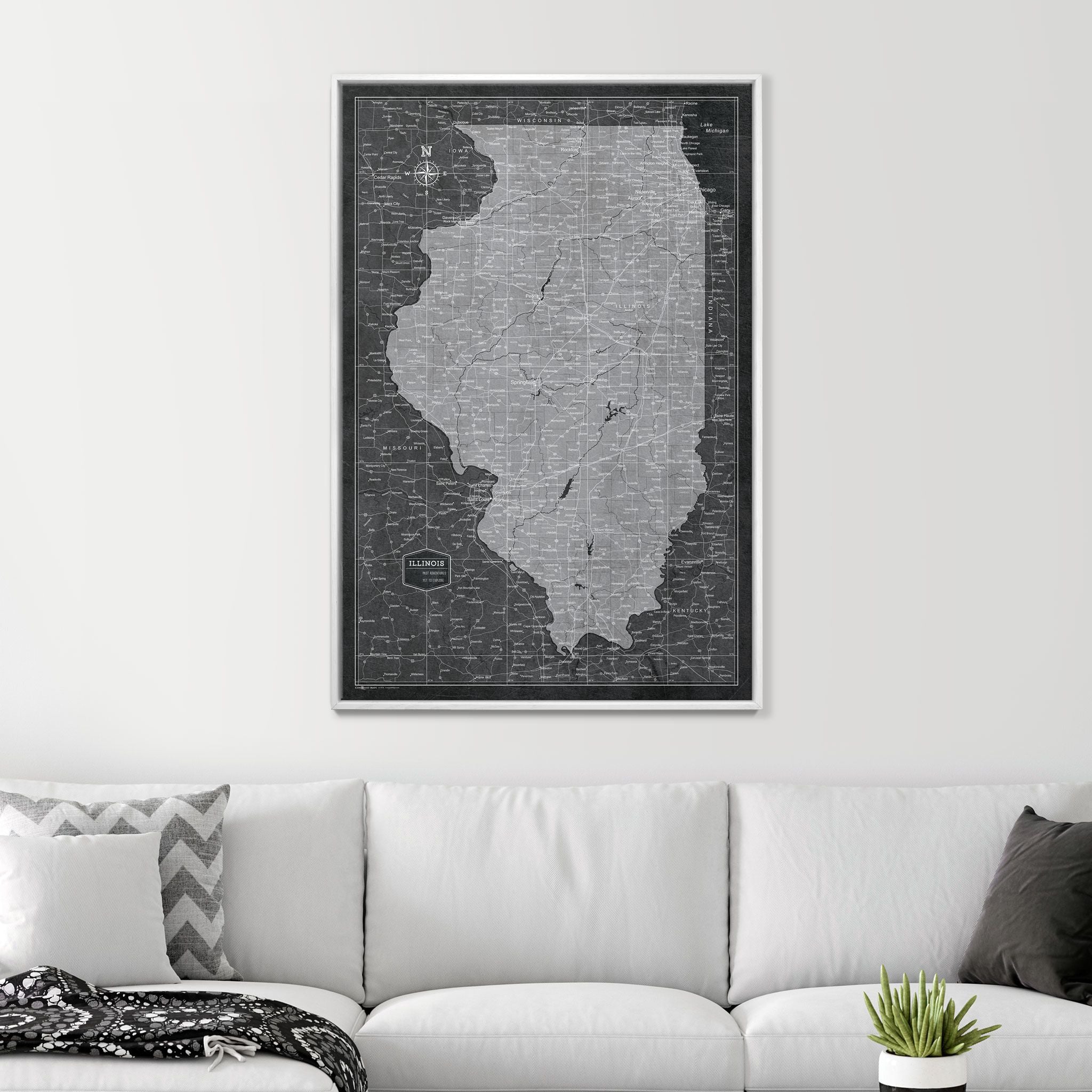 Push Pin Illinois Map (Pin Board) - Modern Slate CM Pin Board