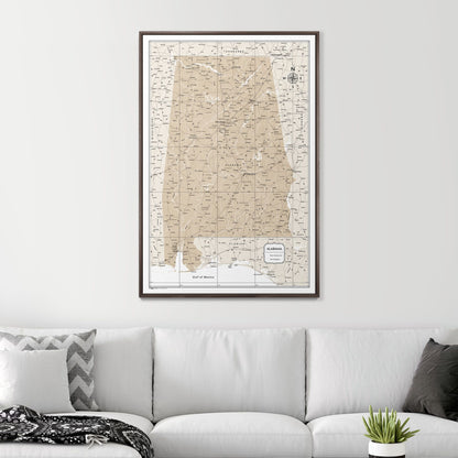 Push Pin Alabama Map (Pin Board) - Light Brown Color Splash CM Pin Board