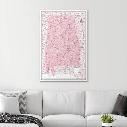 Push Pin Alabama Map (Pin Board) - Pink Color Splash CM Pin Board