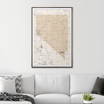 Push Pin Nevada Map (Pin Board) - Light Brown Color Splash CM Pin Board