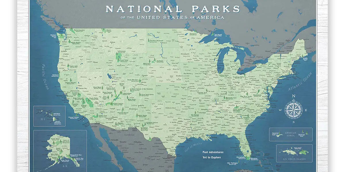 National Park Push Pin Maps | USA Handmade | Conquest Maps — Conquest ...