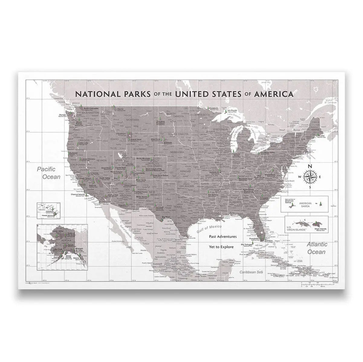 Push Pin National Parks Map (Pin Board) - Dark Brown Color Splash CM Pin Board