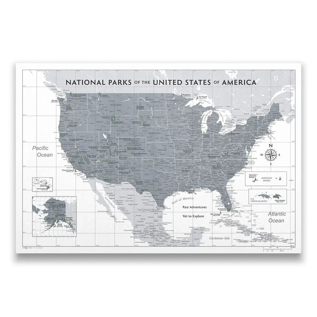 Push Pin National Parks Map (Pin Board) - Dark Gray Color Splash CM Pin Board