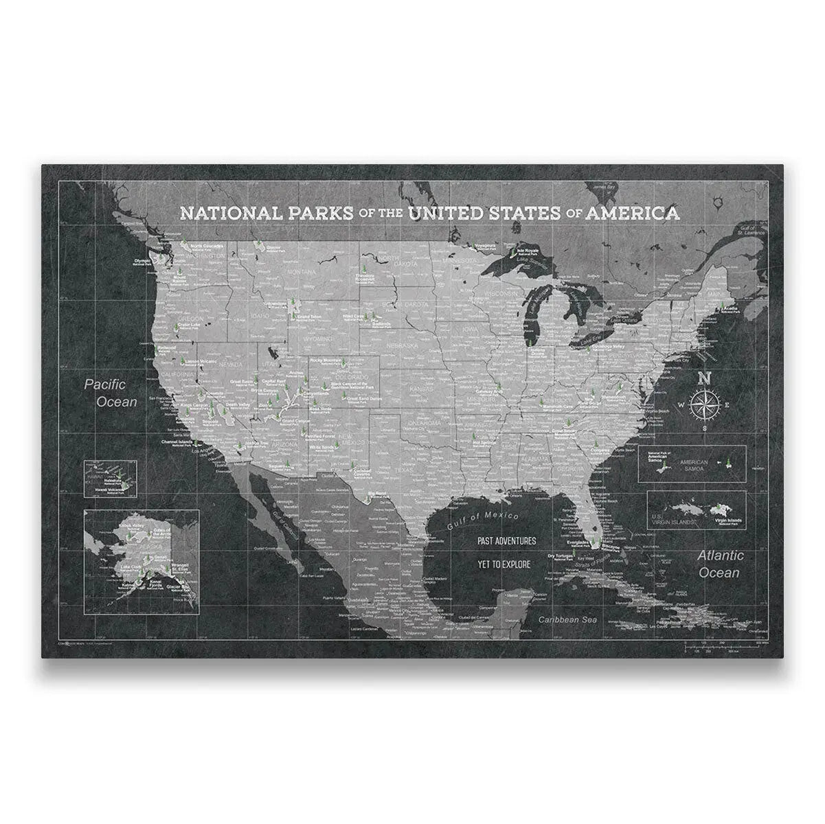 Push Pin National Parks Map (Pin Board) - Modern Slate CM Pin Board