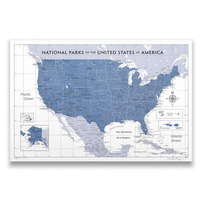 Push Pin National Parks Map (Pin Board) - Navy Color Splash CM Pin Board