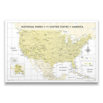 Push Pin National Parks Map (Pin Board) - Yellow Color Splash CM Pin Board