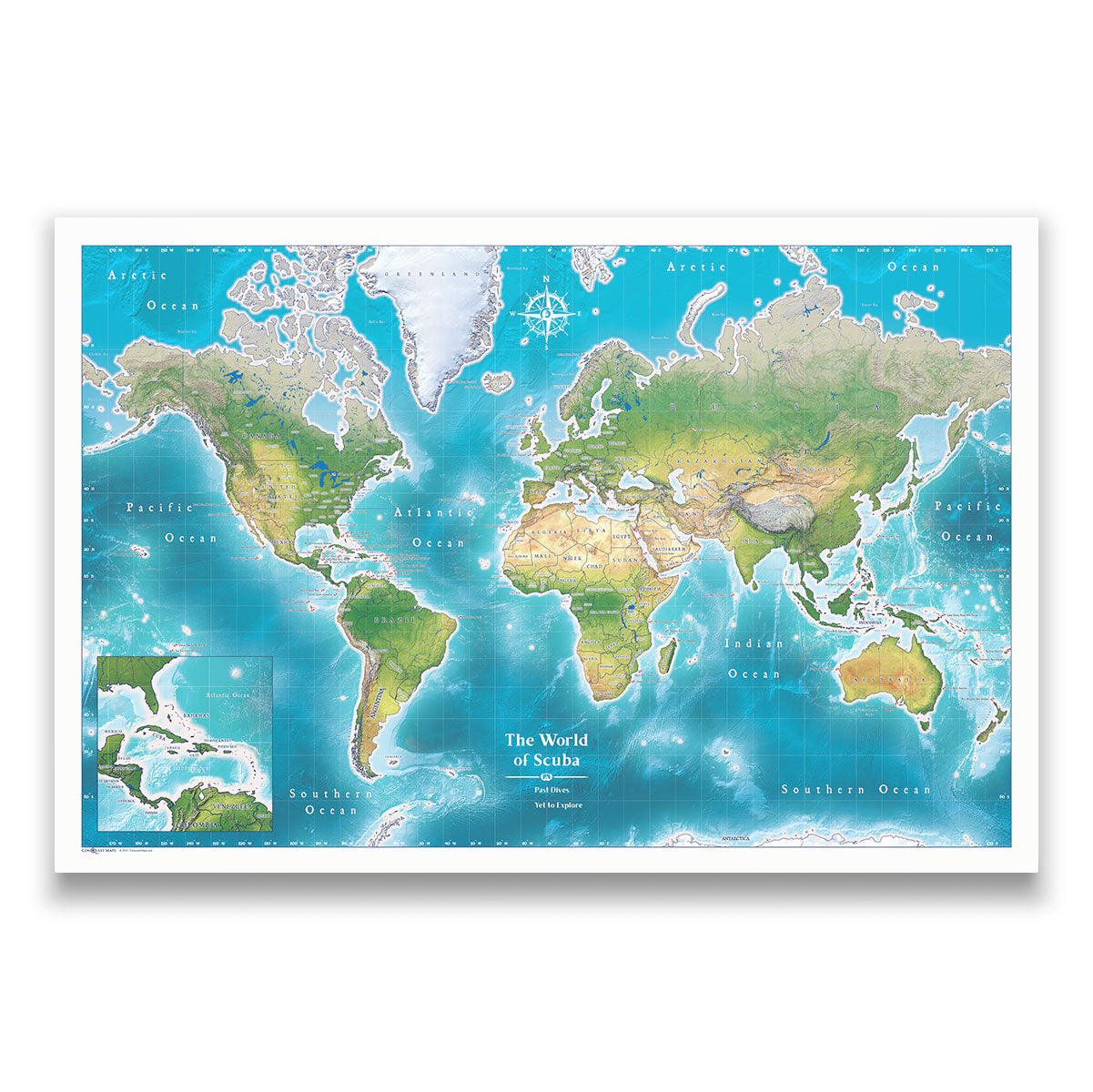 Push Pin Scuba World Map (Pin Board) - Archipelago CM Pin Board