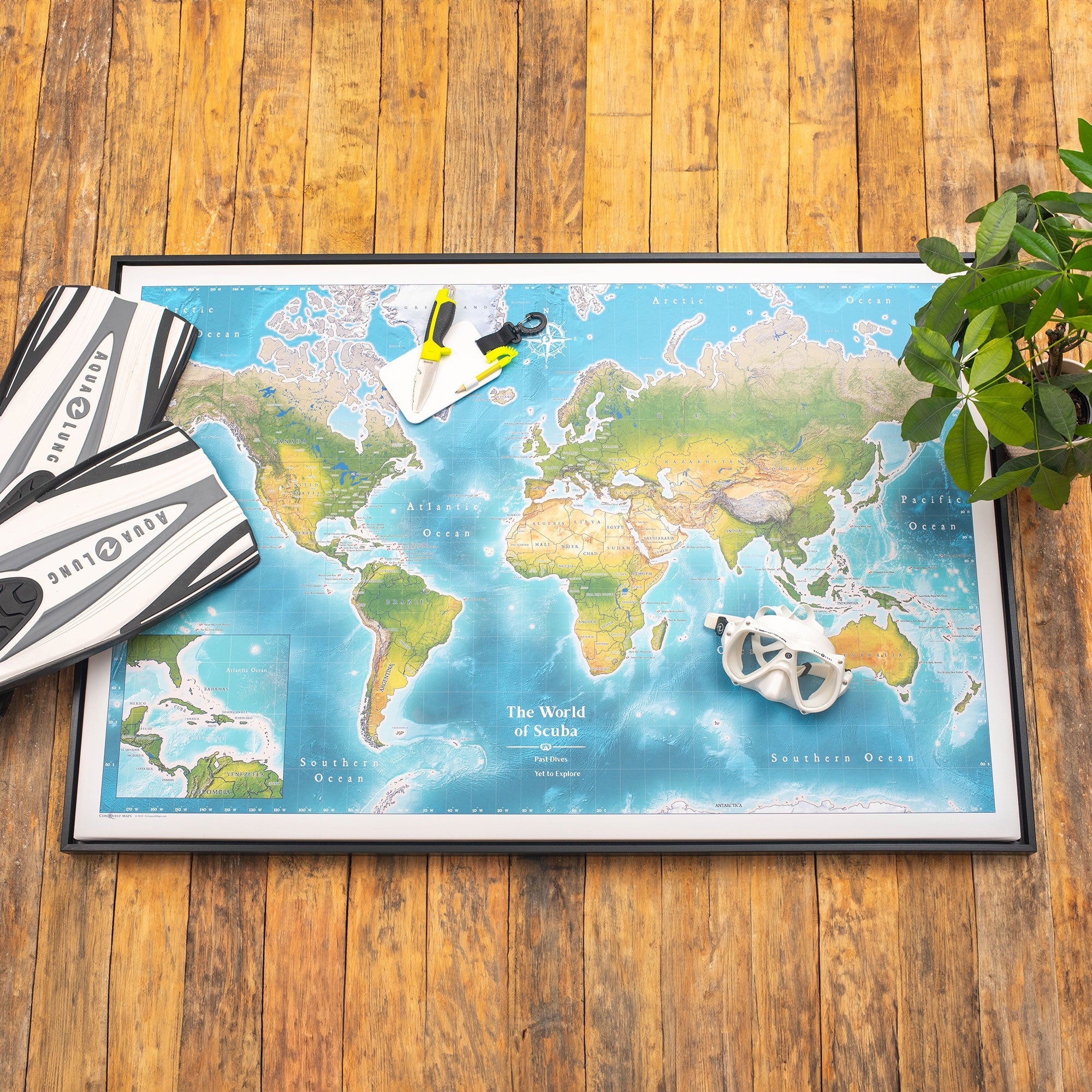 Push Pin Scuba World Map (Pin Board) - Natty Ocean CM Pin Board