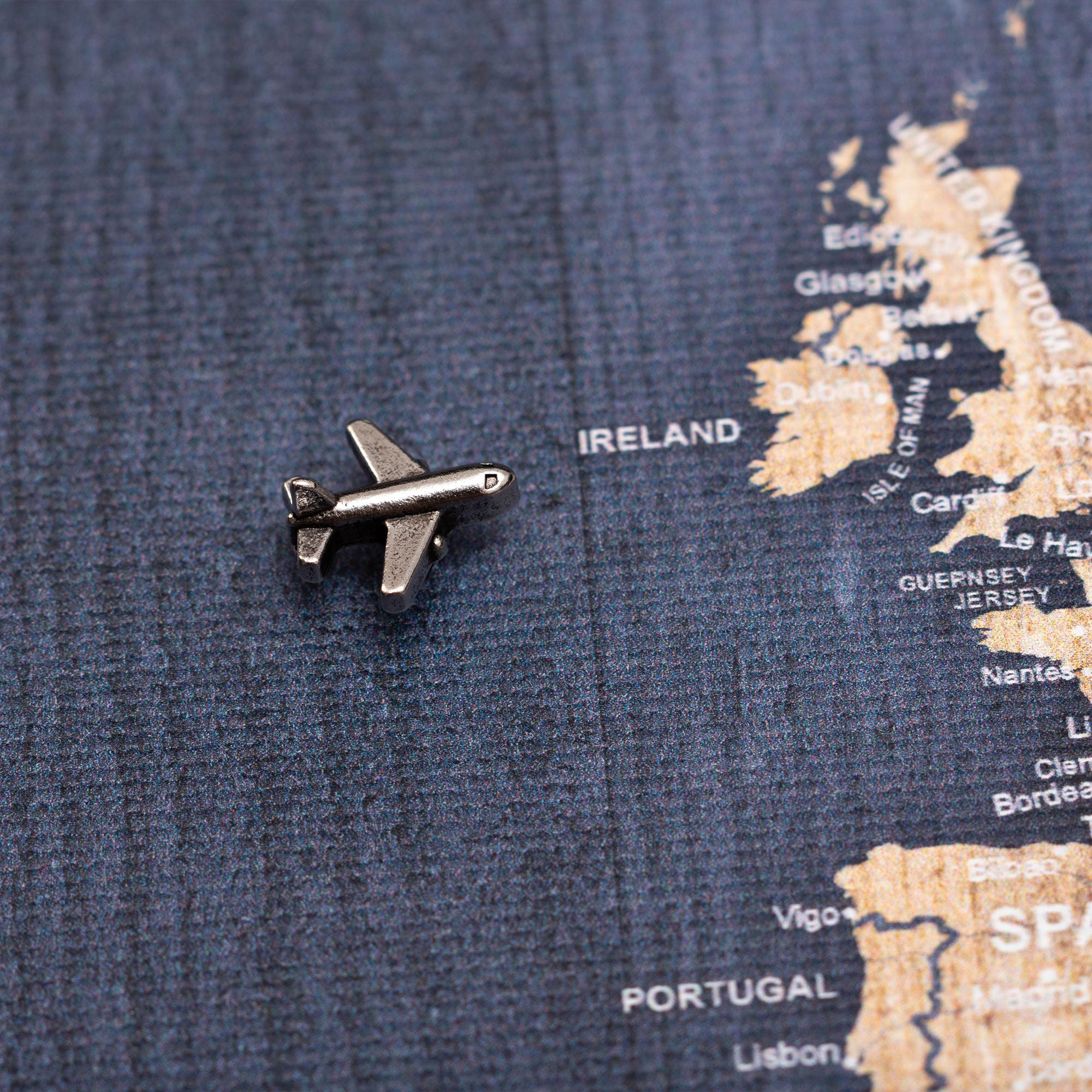 Silver Plane Map Push Pin Conquest Maps LLC