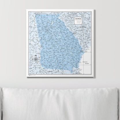 Push Pin Georgia Map (Pin Board) - Light Blue Color Splash CM Pin Board