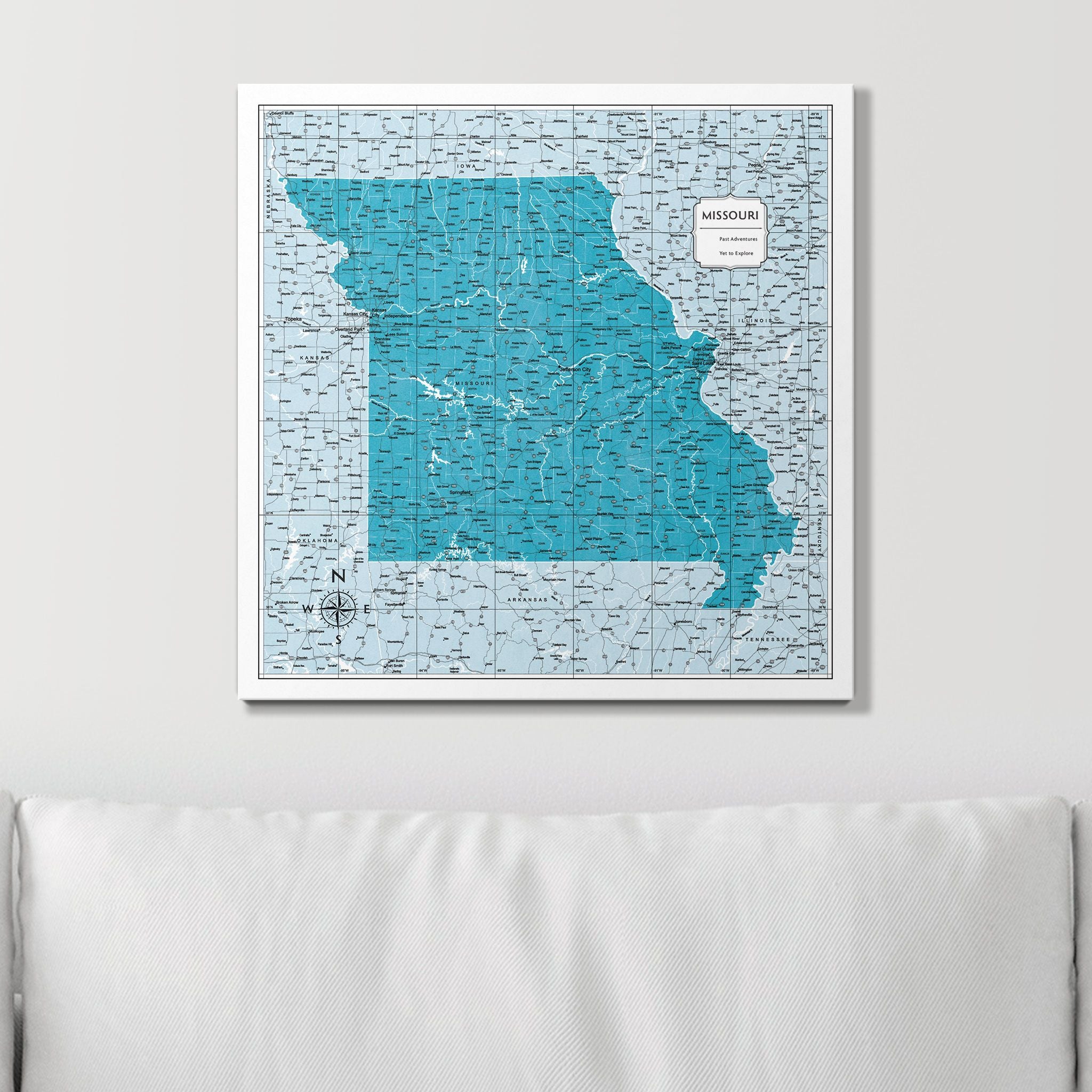 Push Pin Missouri Map (Pin Board) - Teal Color Splash CM Pin Board