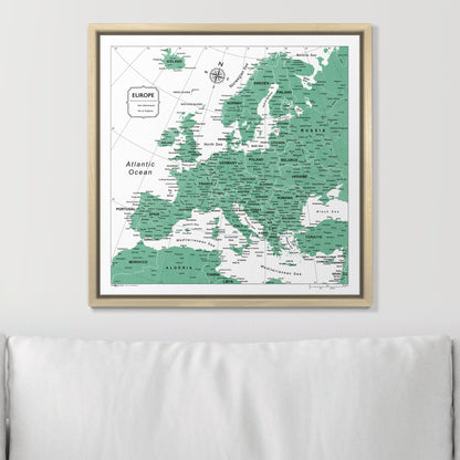 Push Pin Europe Map (Pin Board) - Green Color Splash CM Pin Board