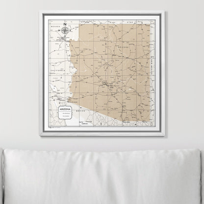 Push Pin Arizona Map (Pin Board) - Light Brown Color Splash CM Pin Board