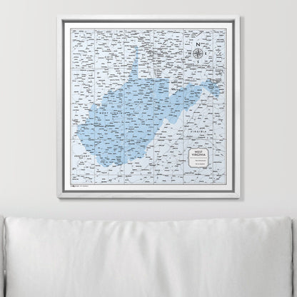 Push Pin West Virginia Map (Pin Board) - Light Blue Color Splash CM Pin Board