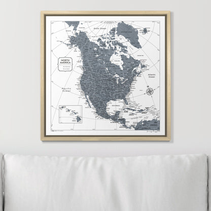 Push Pin North America Map (Pin Board) - Dark Gray Color Splash CM Pin Board