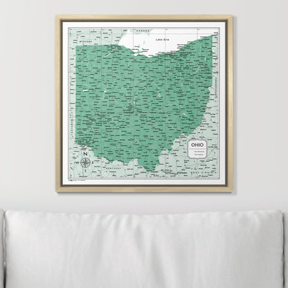 Push Pin Ohio Map (Pin Board) - Green Color Splash CM Pin Board